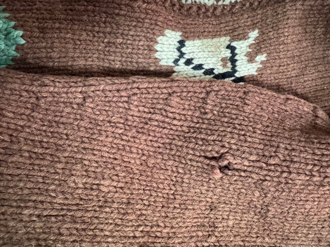 70s 馬柄 カウチンニット ジップアップ セーター ブラウン - メルカリ