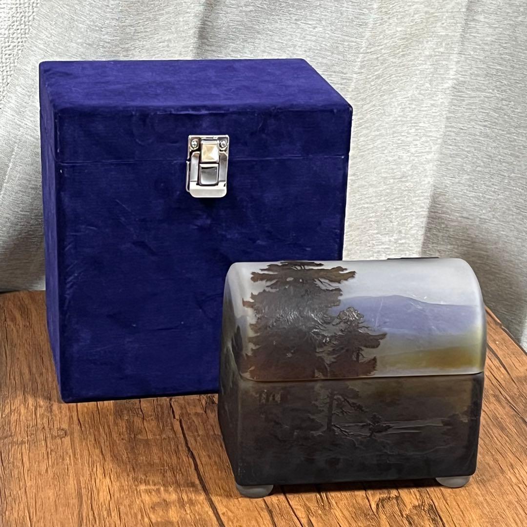 n*1様 【最安値St】エミール・ガレ 山水風景文 蓋物 アンティーク【専用箱