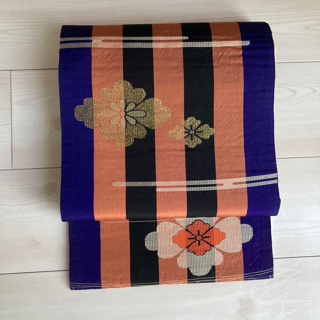 アンティーク京袋帯 しつけ糸付 アイボリー 牡丹・金駒刺繍 正絹 N1-25