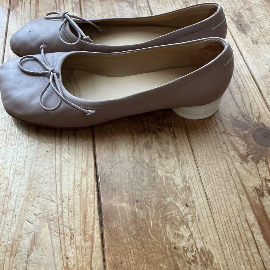 MM6 25cmリボンローヒールバレーシューズ - 靴在庫 処分