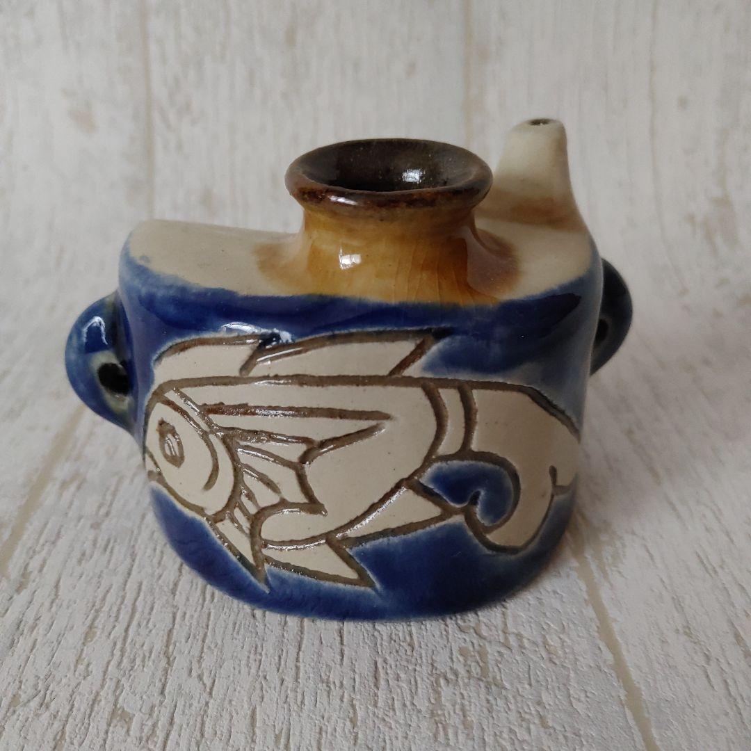 沖縄 やちむん 壺屋焼 金城敏昭 魚文抱瓶 おちょこ 匿名配送 - メルカリ