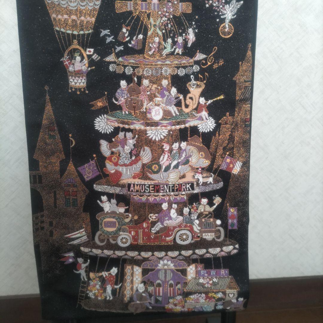 d*3様 猫柄　正絹袋帯 楽天市場】＼WeekendSale開催中!／[召しませ花 名古屋帯] 銀糸入り 京