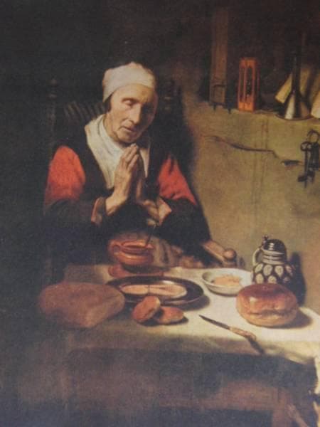 食前の祈り/ニコラース・マース 超希少、100年前の画集より、絵画