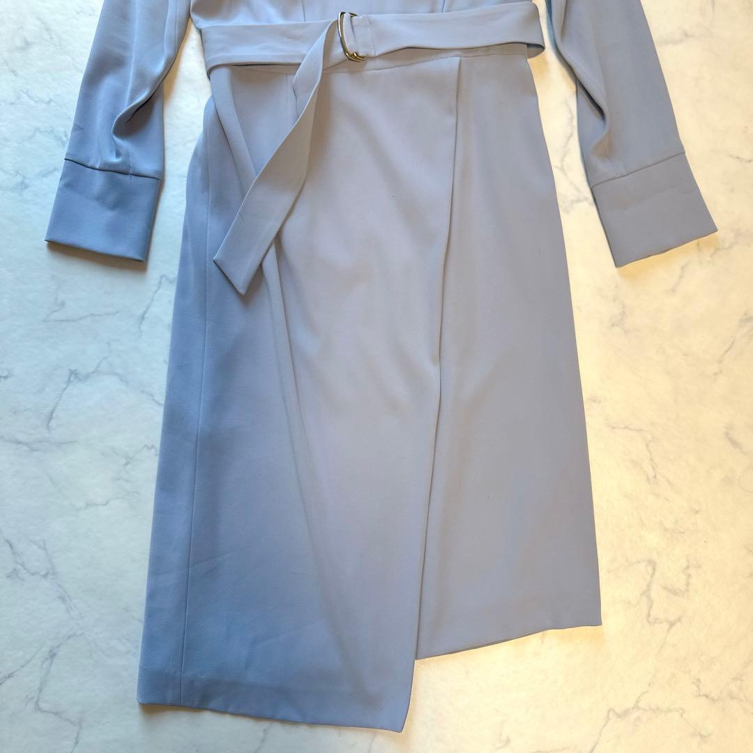 PINKY & DIANNE ダブルクロスアシンメトリーワンピース ライトブルー