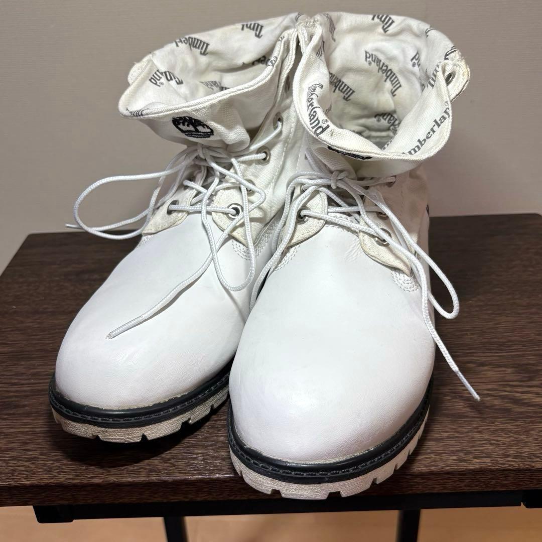 希少ホワイト】Timberland ❖ ビッグツリーロゴ ロールトップブーツ