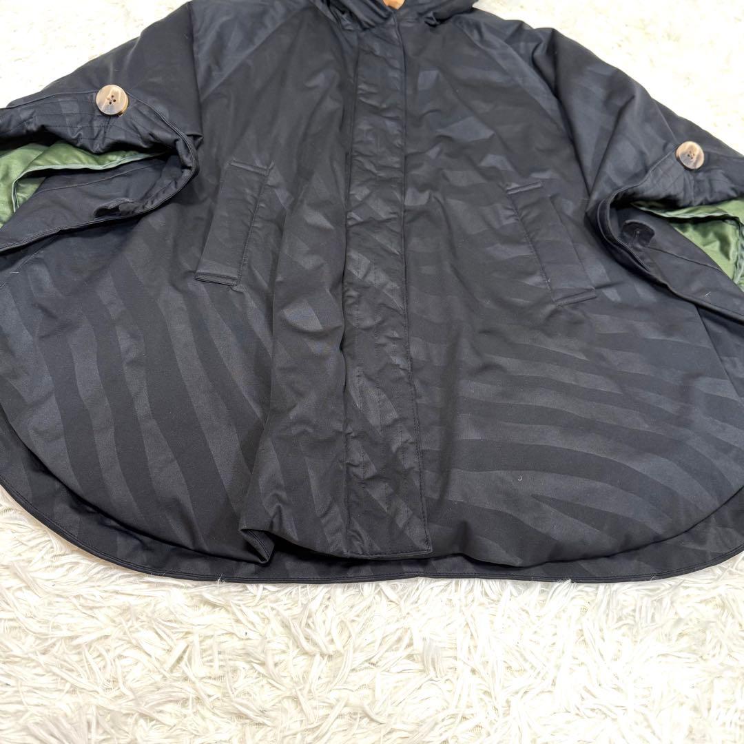 粧U YOSOOU ダウンライナー付きポンチョ ケープコート フード 黒 2