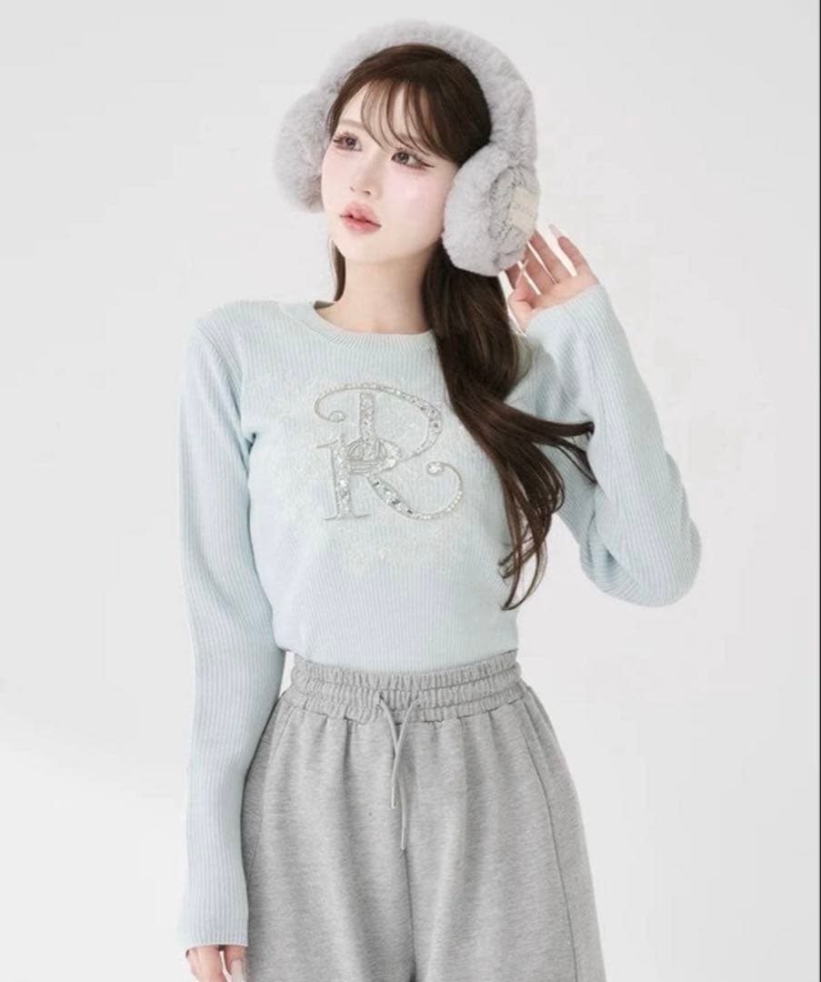 ダーリッチ サックス DRビジューフラワーリブニットトップス - メルカリ