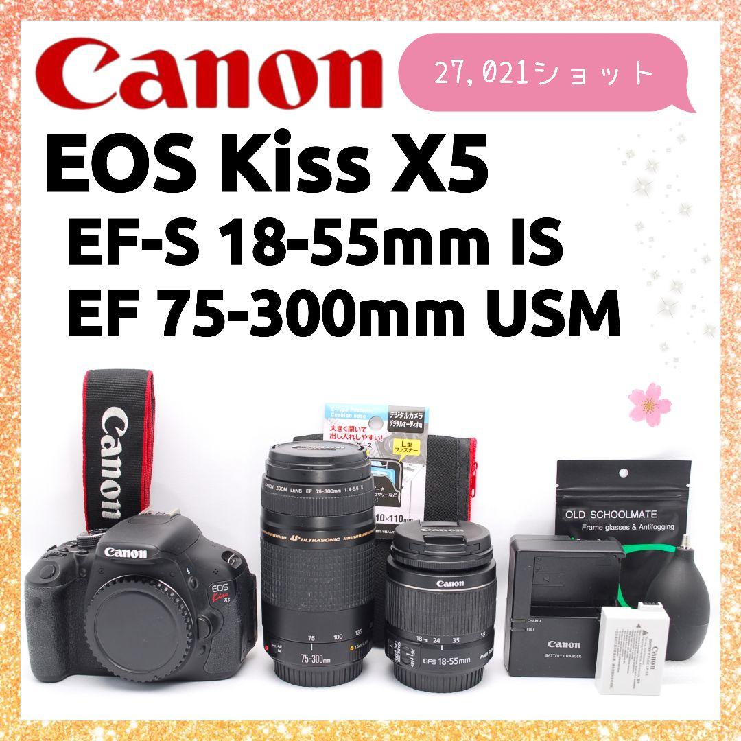 ❤即購入1000円OFF❤ キャノン Kiss X5 望遠ズーム ダブルレンズ
