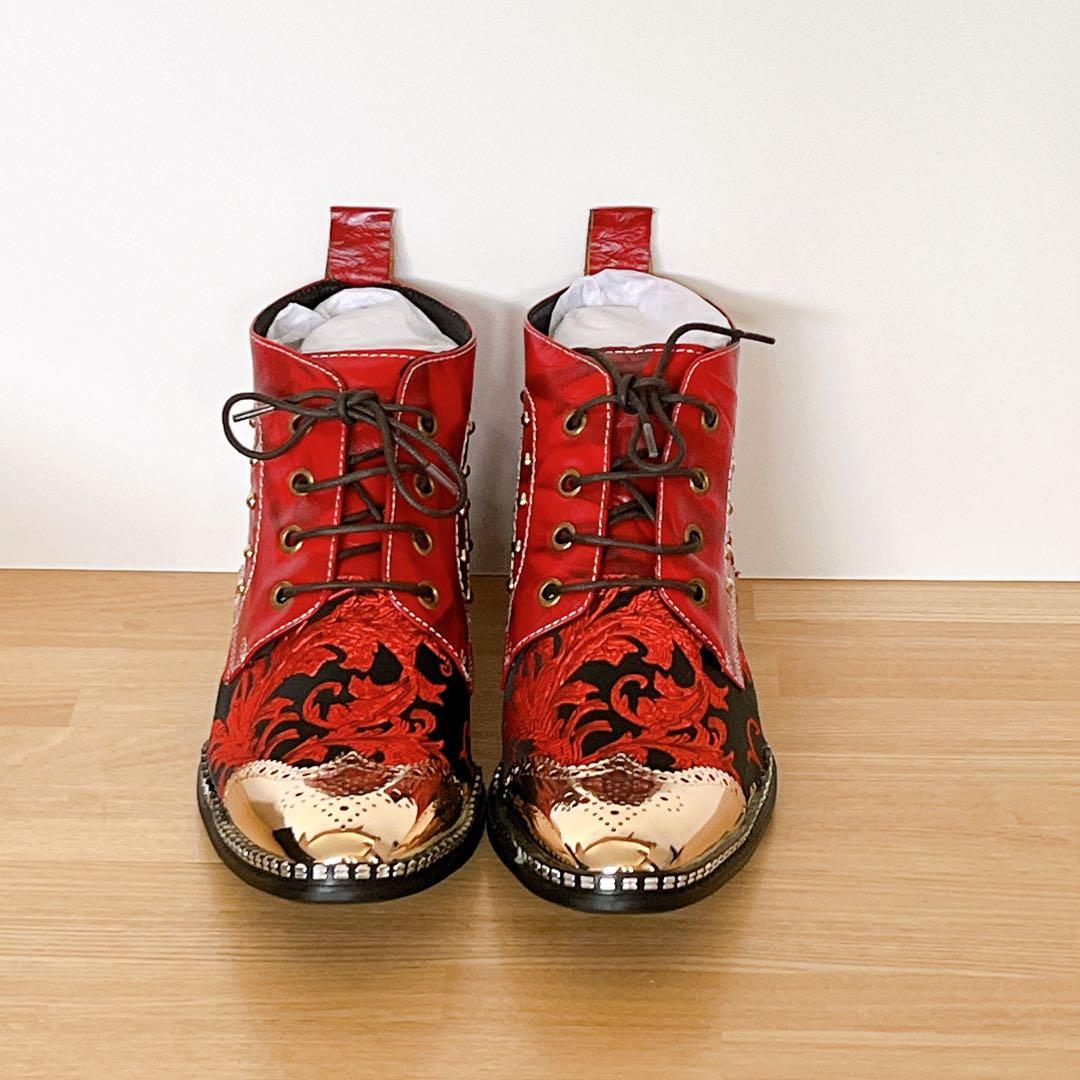 Rui Landedメンズ アンクルブーツ メタルトゥ 刺繍付き 26.5cm