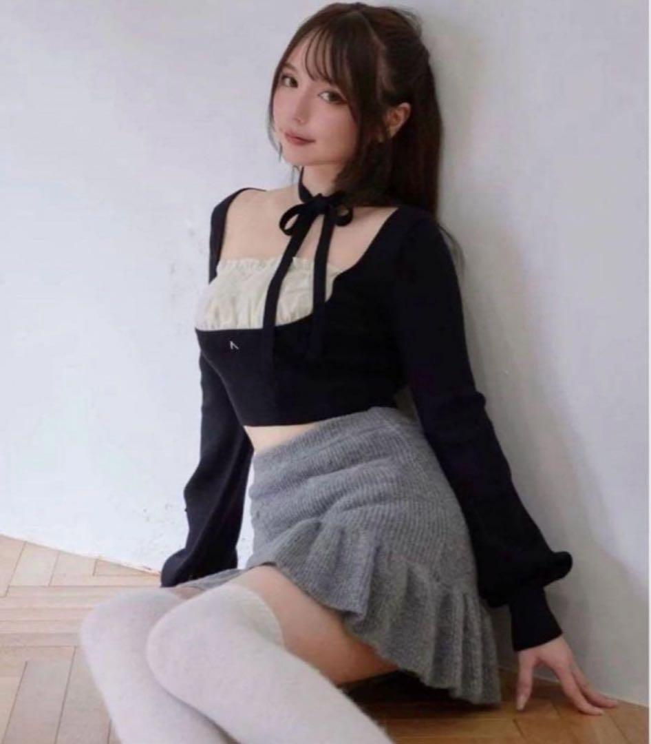 トップス andmary Mew frill tops black ANDMARY Mew frill tops アンドマリー アンドマリー ANDMARY mew frill