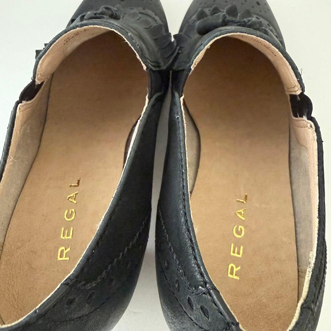 REGAL リーガル タッセル フリンジ ローファー 太ヒール 24.5cm 黒