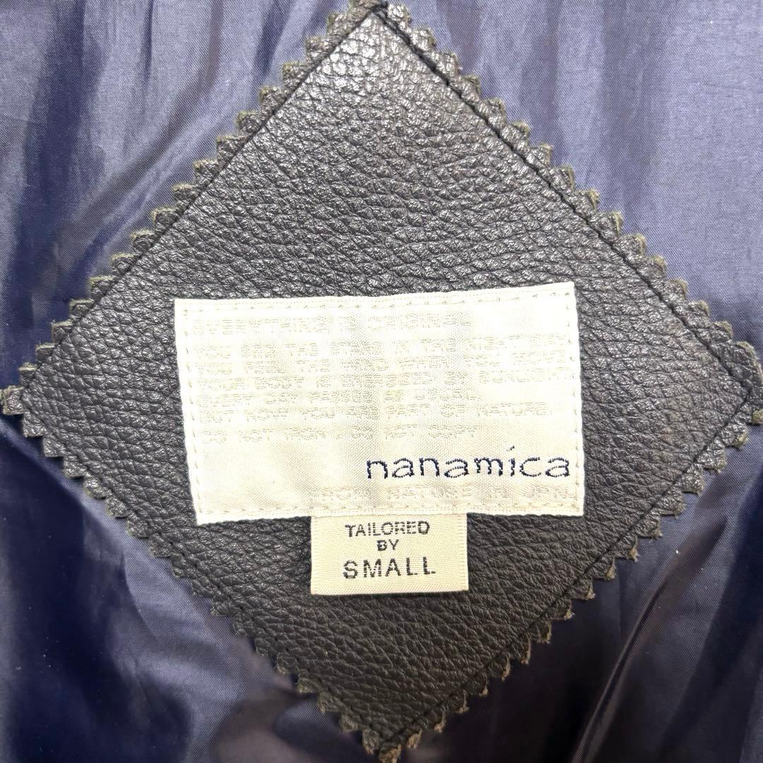 希少 nanamica ナナミカ 袖レザー メルトン スタジャン ネイビー色 S