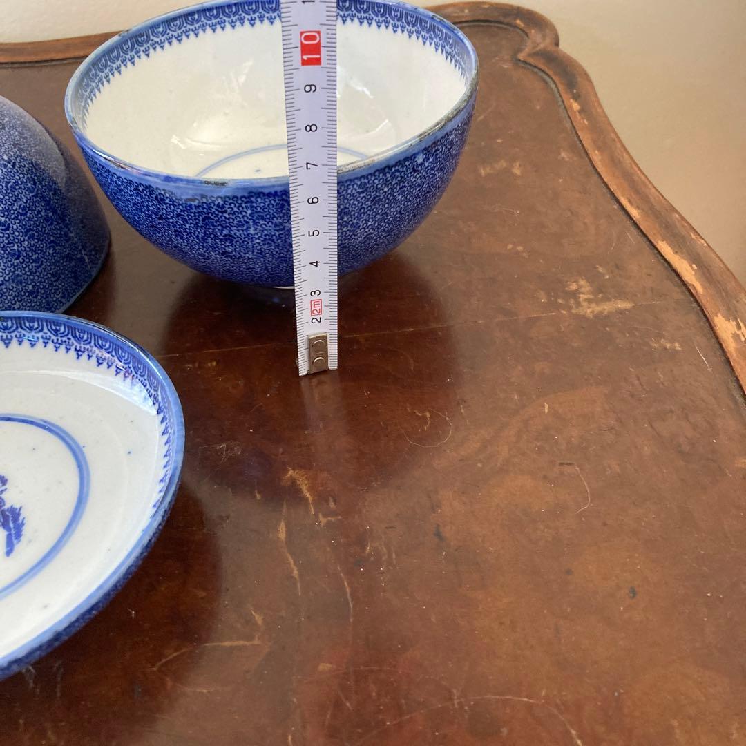 微塵唐草 二器セット 骨董 明治時代