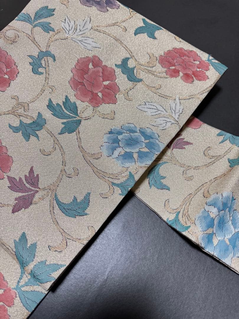 銘品新品】西陣老舗機元「織昌みやび謹製」 「明綴れ」手織り「牡丹唐草