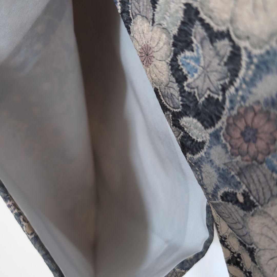 三花】美品 洗える着物 辻ヶ花 グレー 鼠 袷 リサイクル リユース