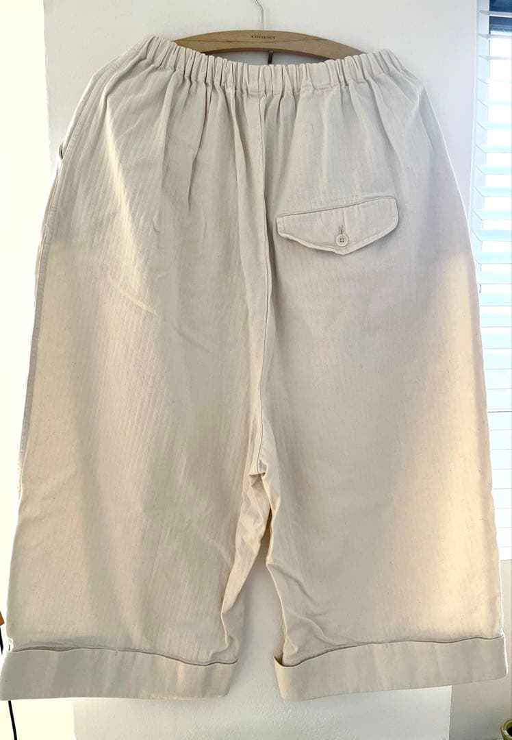 ゴーシュ オフホワイト ワイドパンツ ウエストヒモ&ゴム
