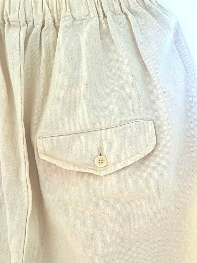 ゴーシュ オフホワイト ワイドパンツ ウエストヒモ&ゴム