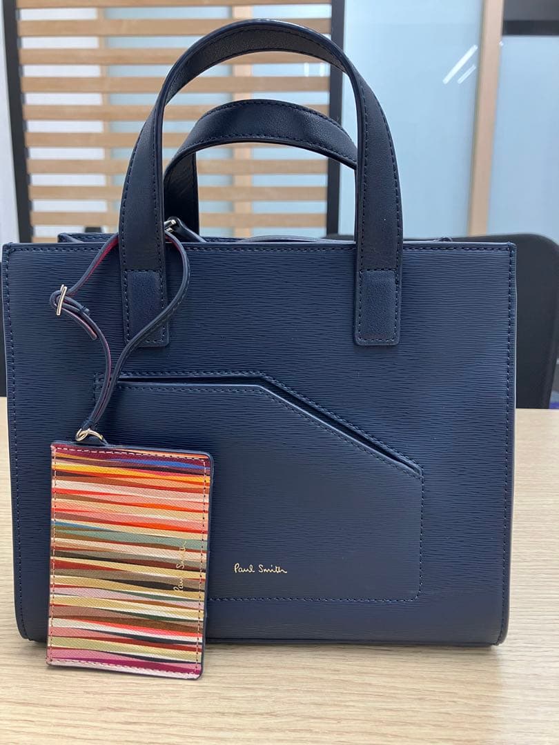 Paul Smith ショルダーバッグ パスケース付き レザー ネイビー - メルカリ