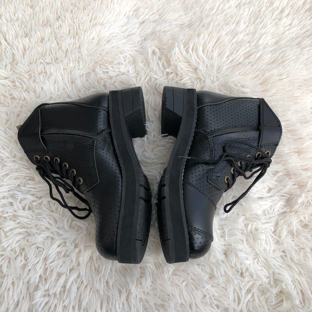 美品】WILD WINGワイルドウイングスワローパンチングレザーブーツ黒