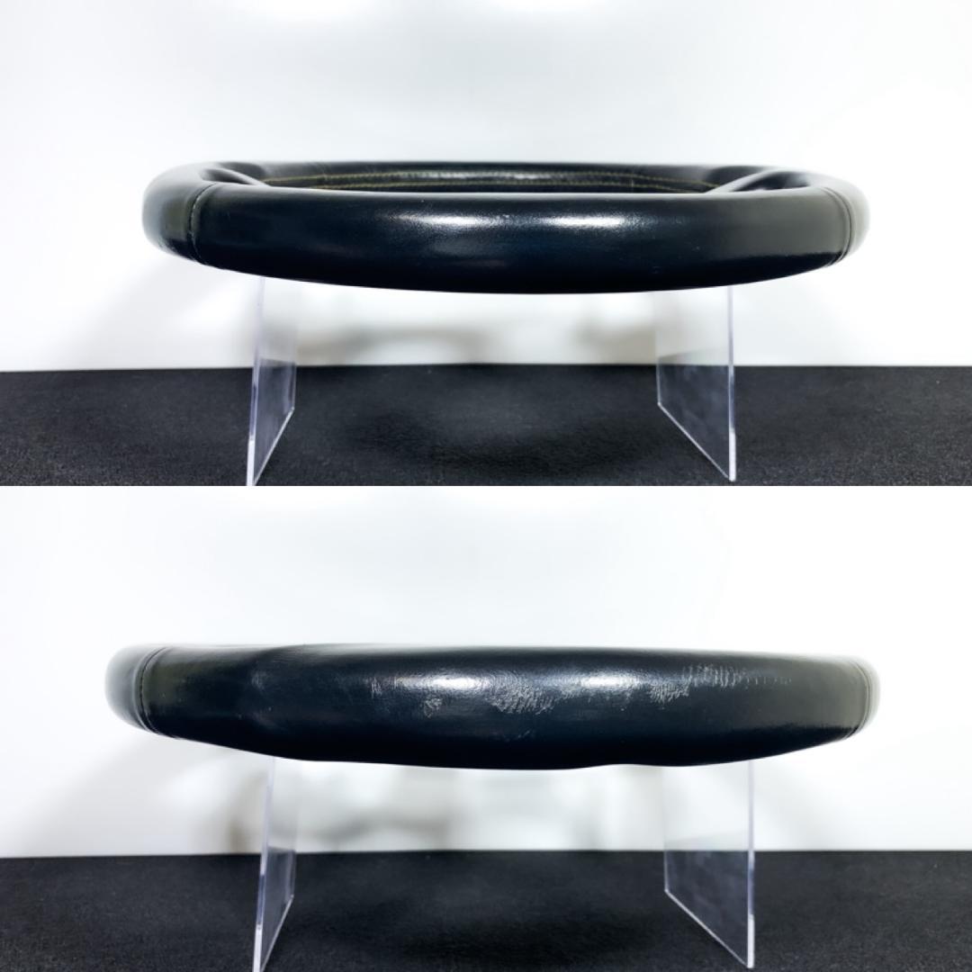 パーソナル レザーステアリング イエローステッチ 34パイ 当時物 希少