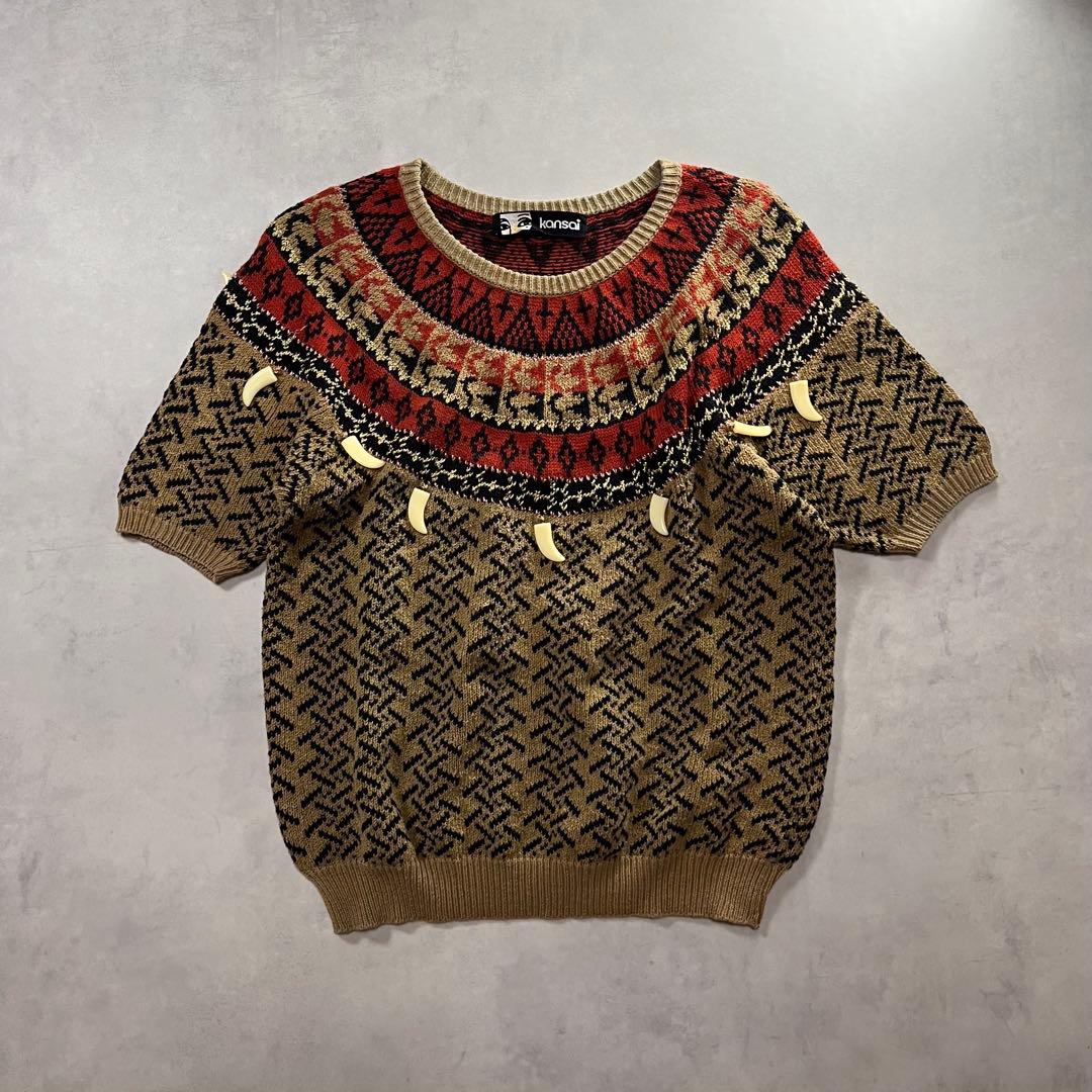 80s KANSAI YAMAMOTO 牙 総柄 ニット 山本寛斎 ヴィンテージ - メルカリ