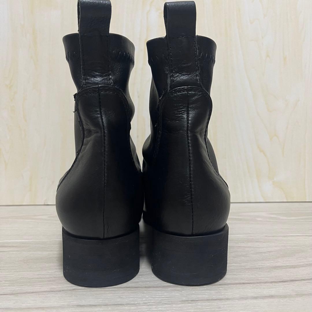 本革　FabioRusconi 24.5cm ストレッチショートブーツ ブラック