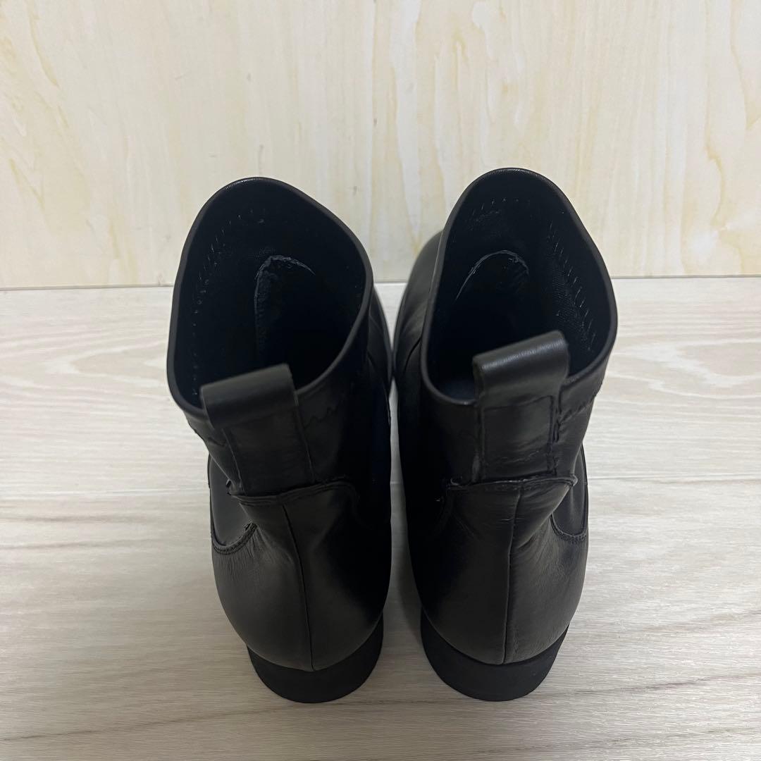 本革　FabioRusconi 24.5cm ストレッチショートブーツ ブラック