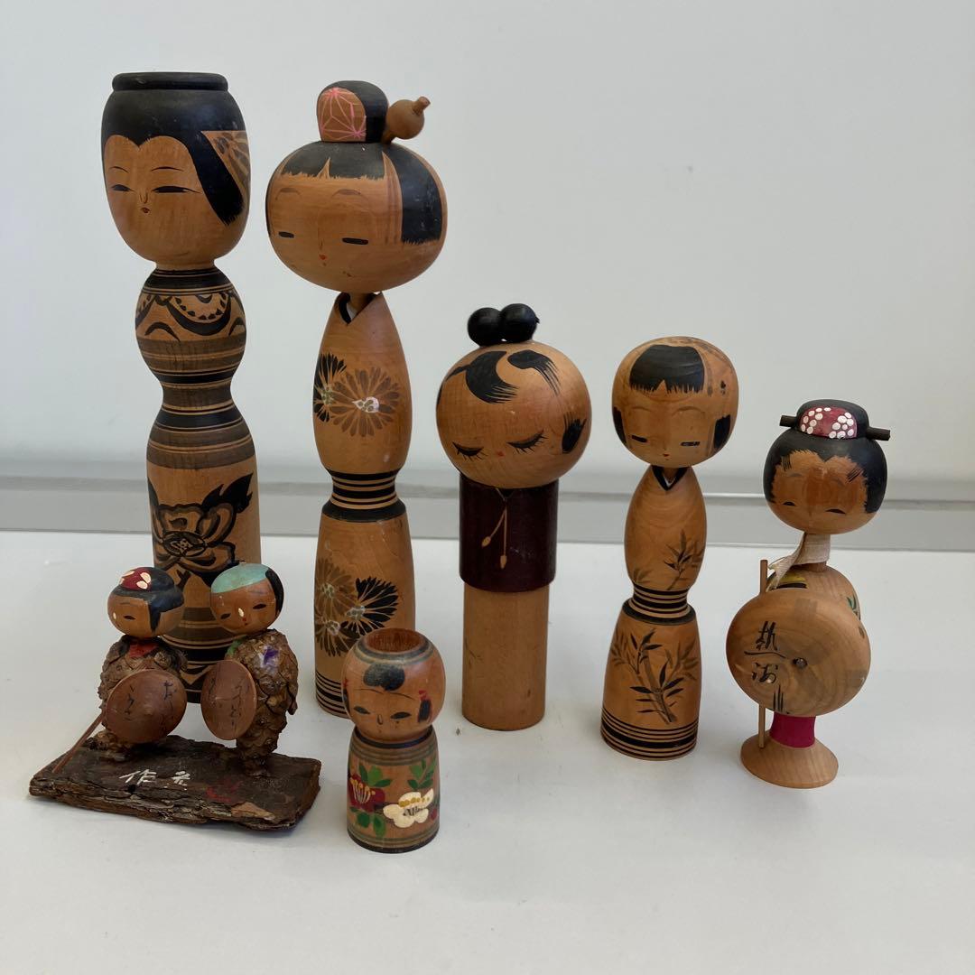 昭和レトロ 木製 伝統工芸 工芸品 小芥子 こけし7体セット まとめ売り