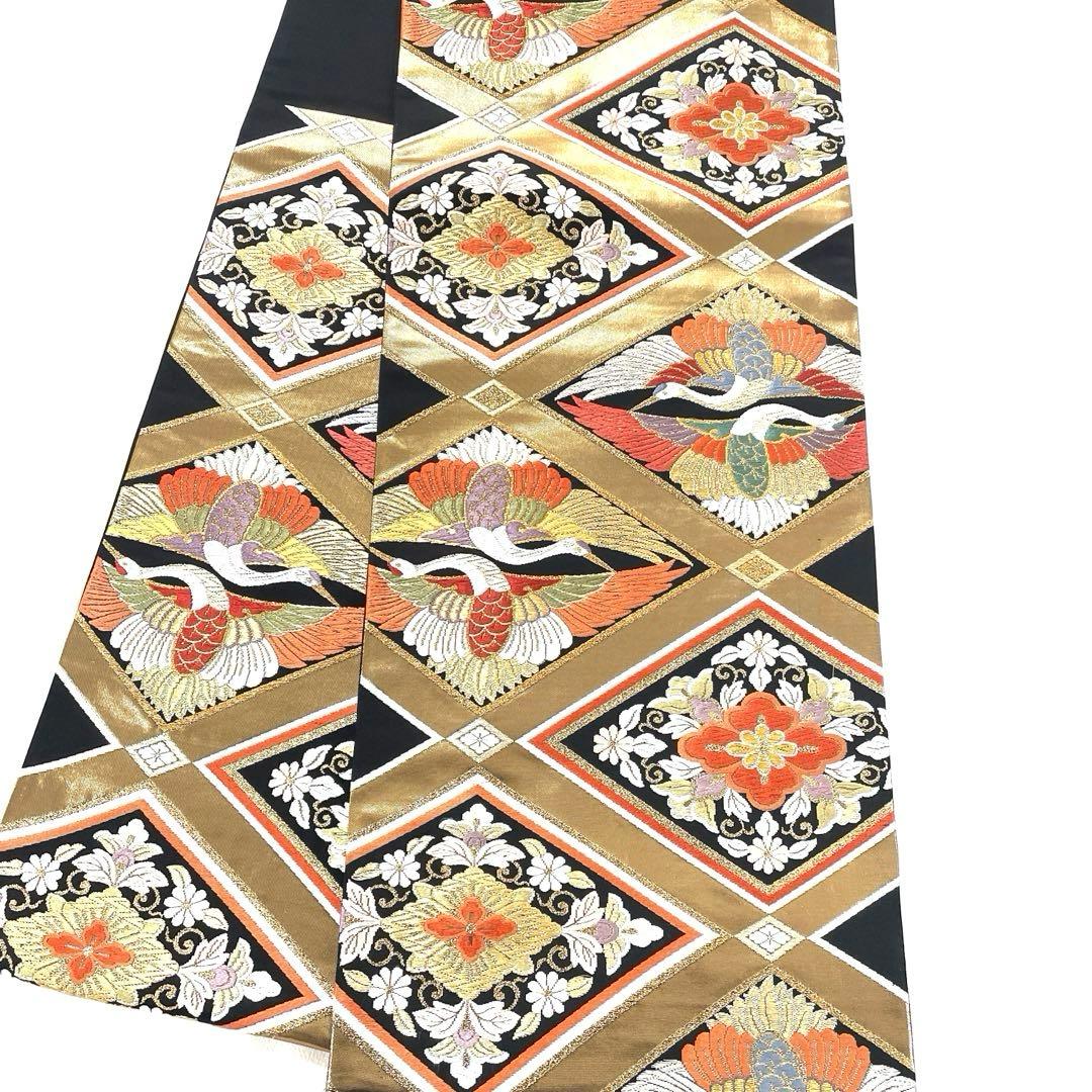 帯6560 ○藤原織物謹製 高級 正絹 六通 袋帯 花文 華文 - メルカリ