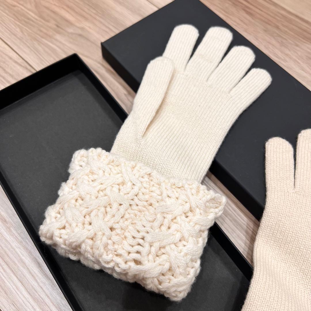 新品】シャネル CHANEL グローブ 手袋 ミトン カシミヤ ホワイト