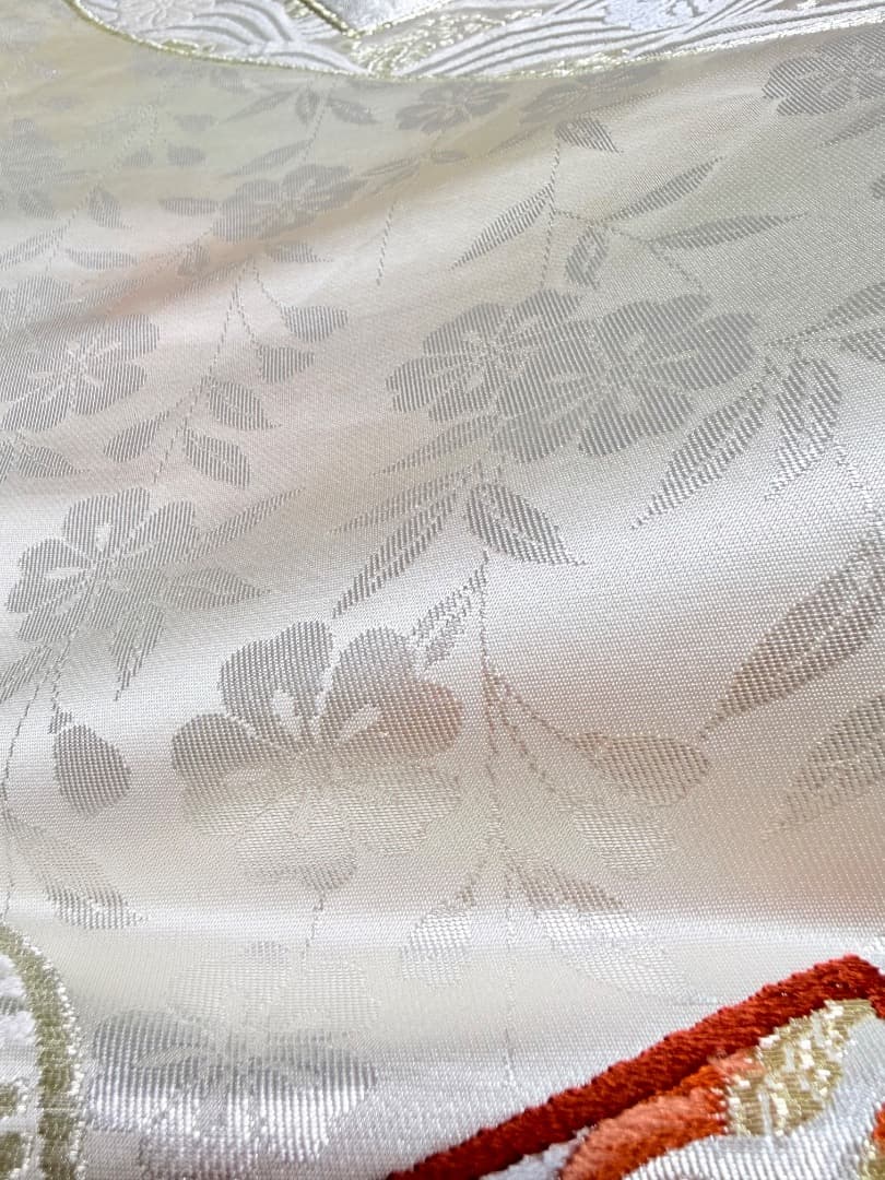 高級 袋帯 正絹 六通柄 香織袋帯 シルバー ホワイト 唐織 かるた遊び