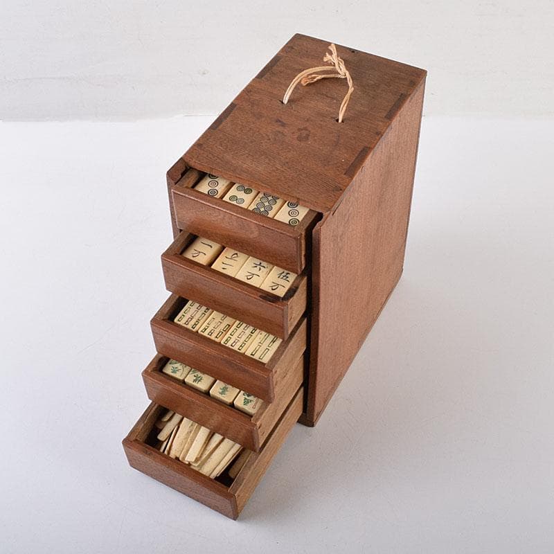 中国 竹嵌 骨牌 背竹牌 麻雀牌 木箱付 V 8014 - メルカリ