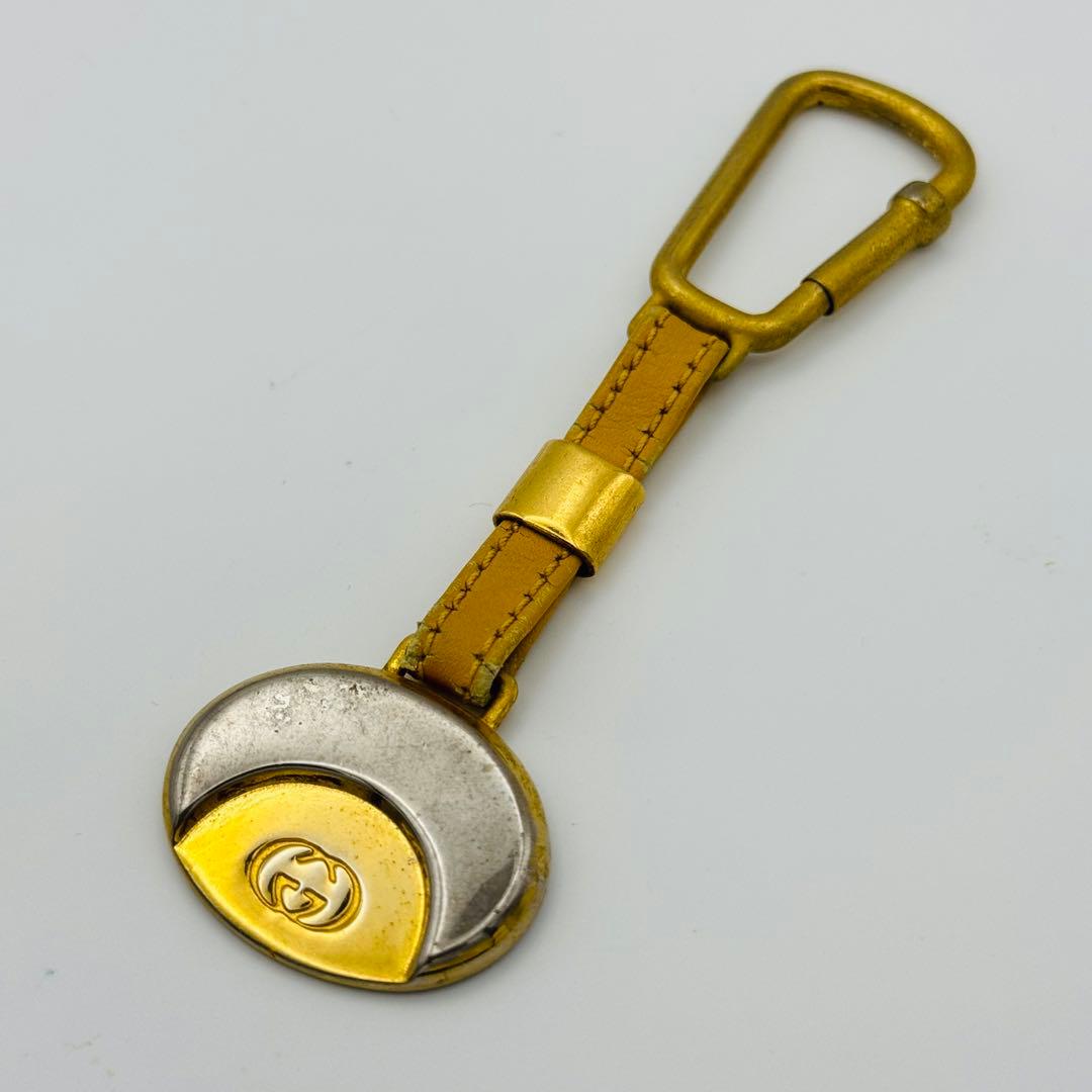 希少】 GUCCI キーリング キーホルダー レザー ゴールド シルバー 刻印