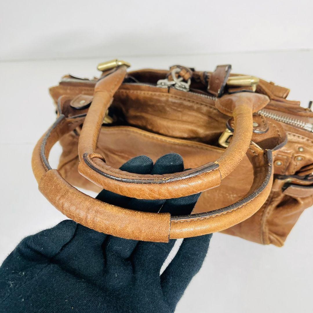 希少 Chloé クロエ パディントン レザー ハンドバッグ パドロック 茶の