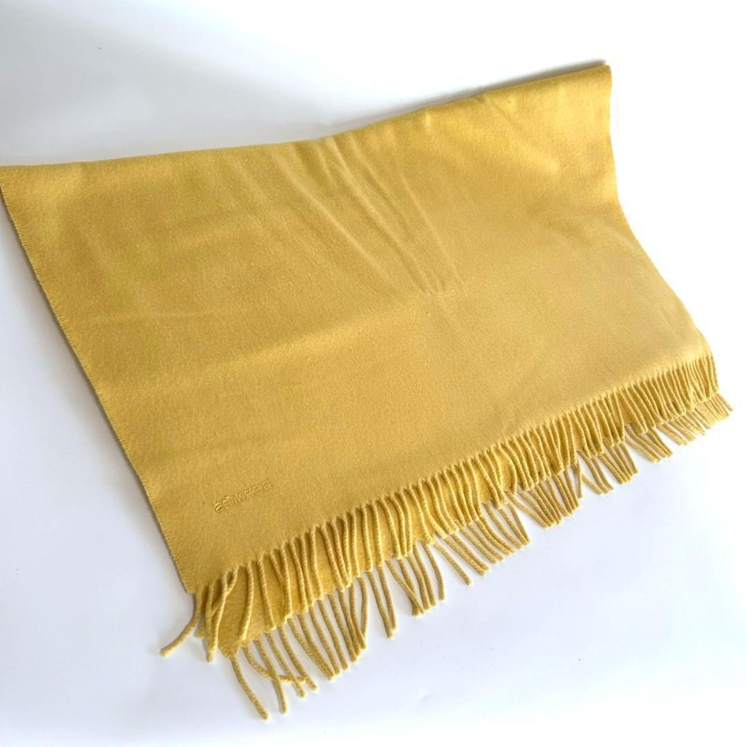 エルメス マフラー タグ有 ショール ストール ロゴ刺繍 黄金 カシミヤ