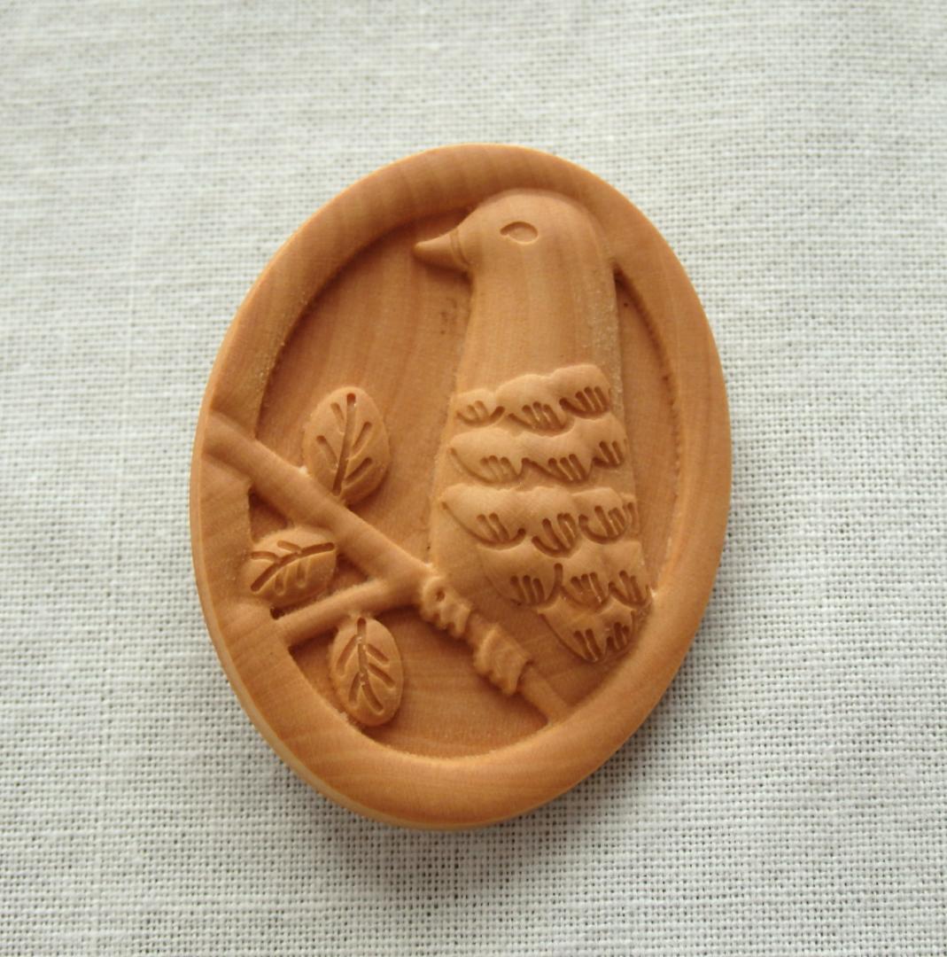 希少 サリースコットSally Scott 木製ブローチ 鳥デザイン