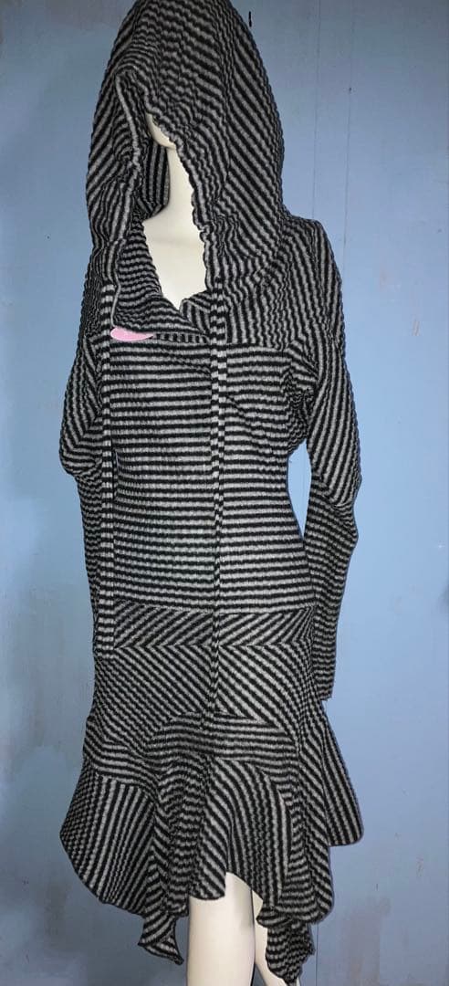 nodress knit hoodie dress ノードレス itimi NODRESS / STRIPED KNIT HOODIE DRESS / BLACK&WHITE | THE FOUR-EYED SHOP