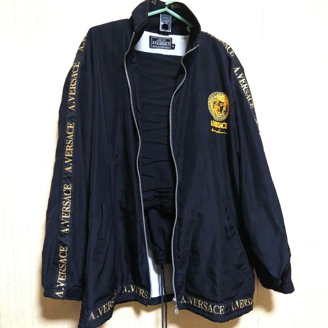 A.VERSACE ブラック ナイロンジャケット M　上下セット A.VERSACE ヴェルサーチ ナイロンセットアップ | CHAPPY777