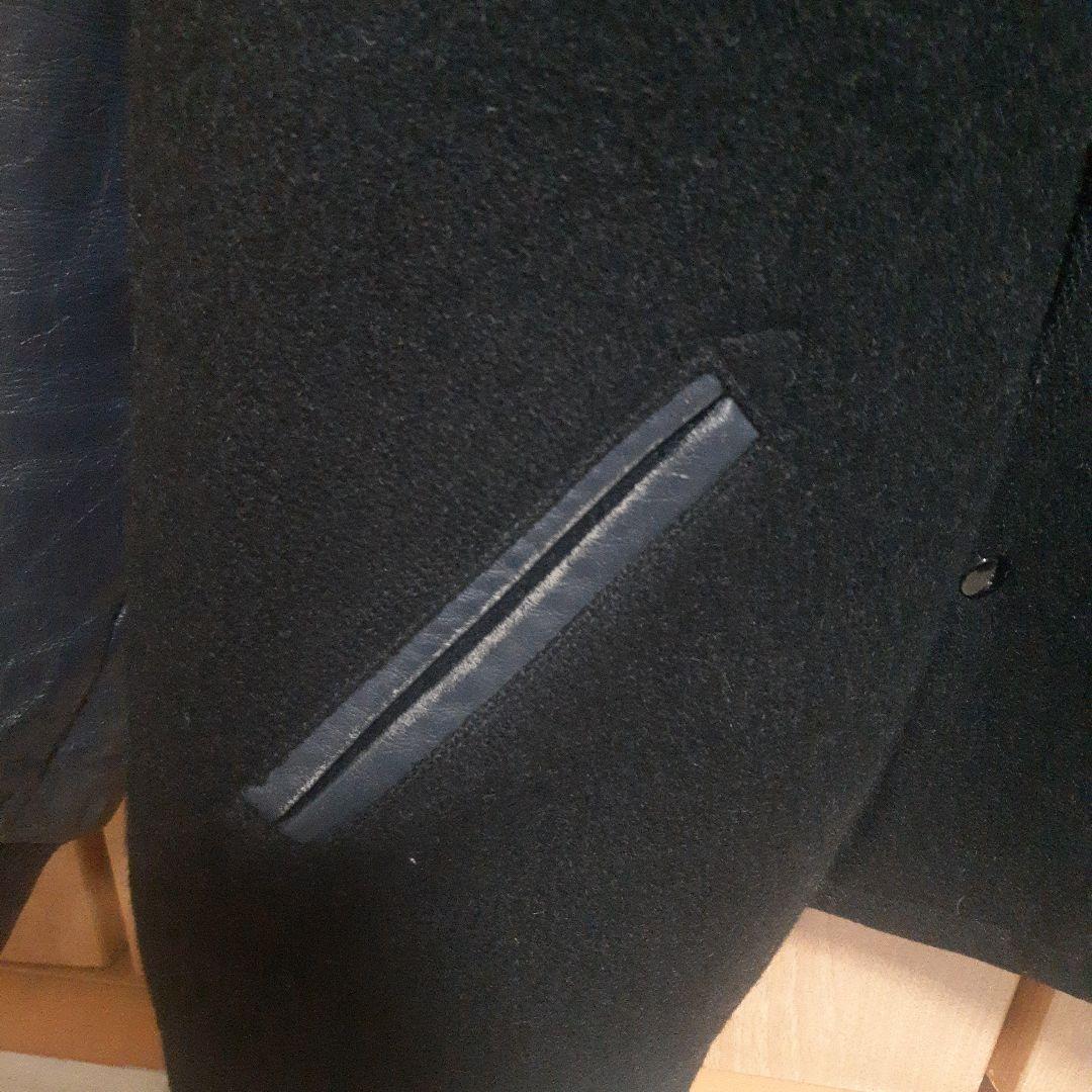 90s〜 SKOOKUM レザー メルトン スタジャン ネイビー×ブラック