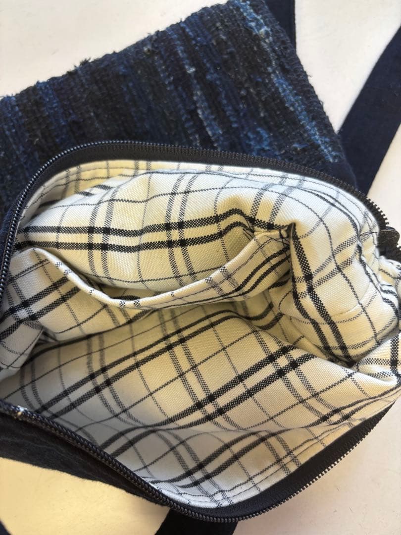 古布 藍染 庄内刺し子と裂織りのショルダーバッグ 絣 リメイク