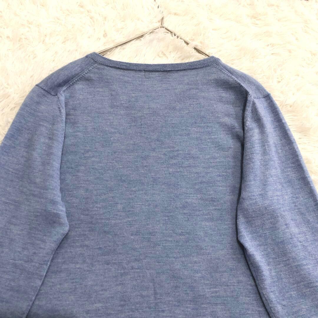 未使用級】カシミヤ100%エストネーション Vネックセーター L ライトブルー