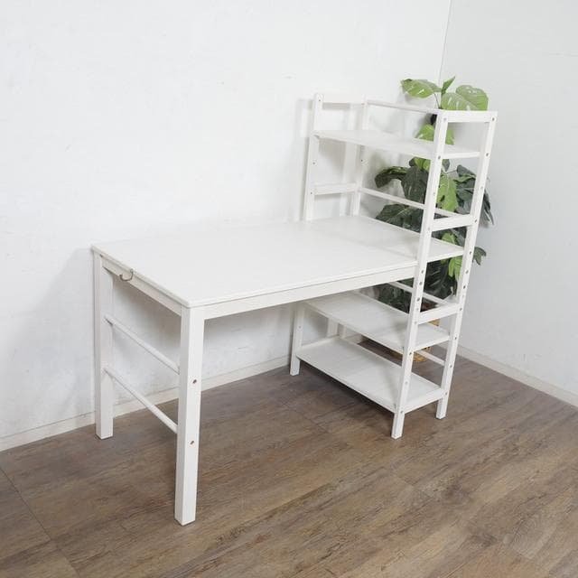ルリアン様専用 棚付き ワークデスク ホワイト 勉強机 収納 幅120