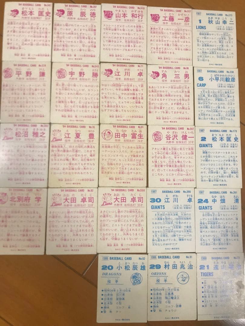 昭和レトロ】プロ野球チップスカード84、86、87、88計23枚 - メルカリ