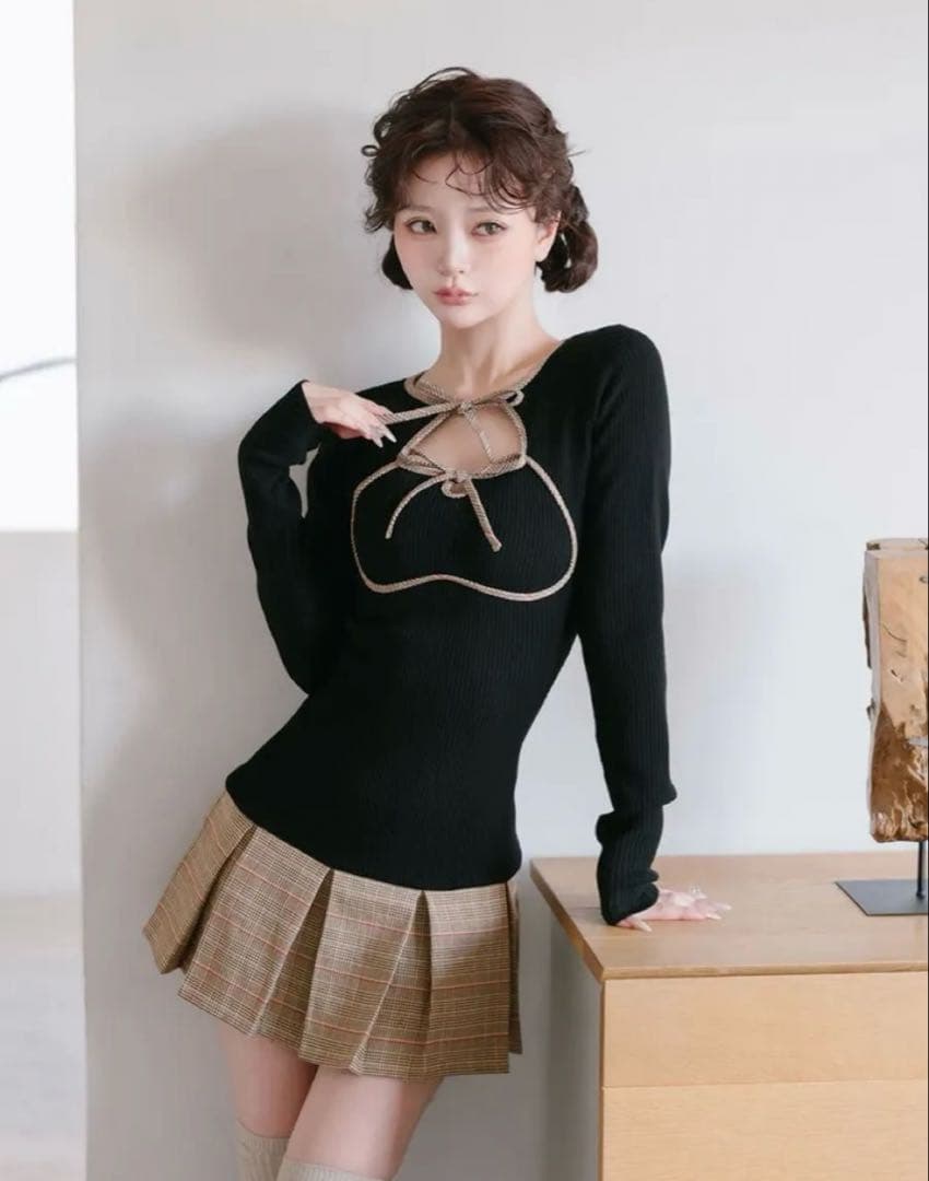 ダーリッチ Darich ポイントチェックニットミニワンピース - メルカリ