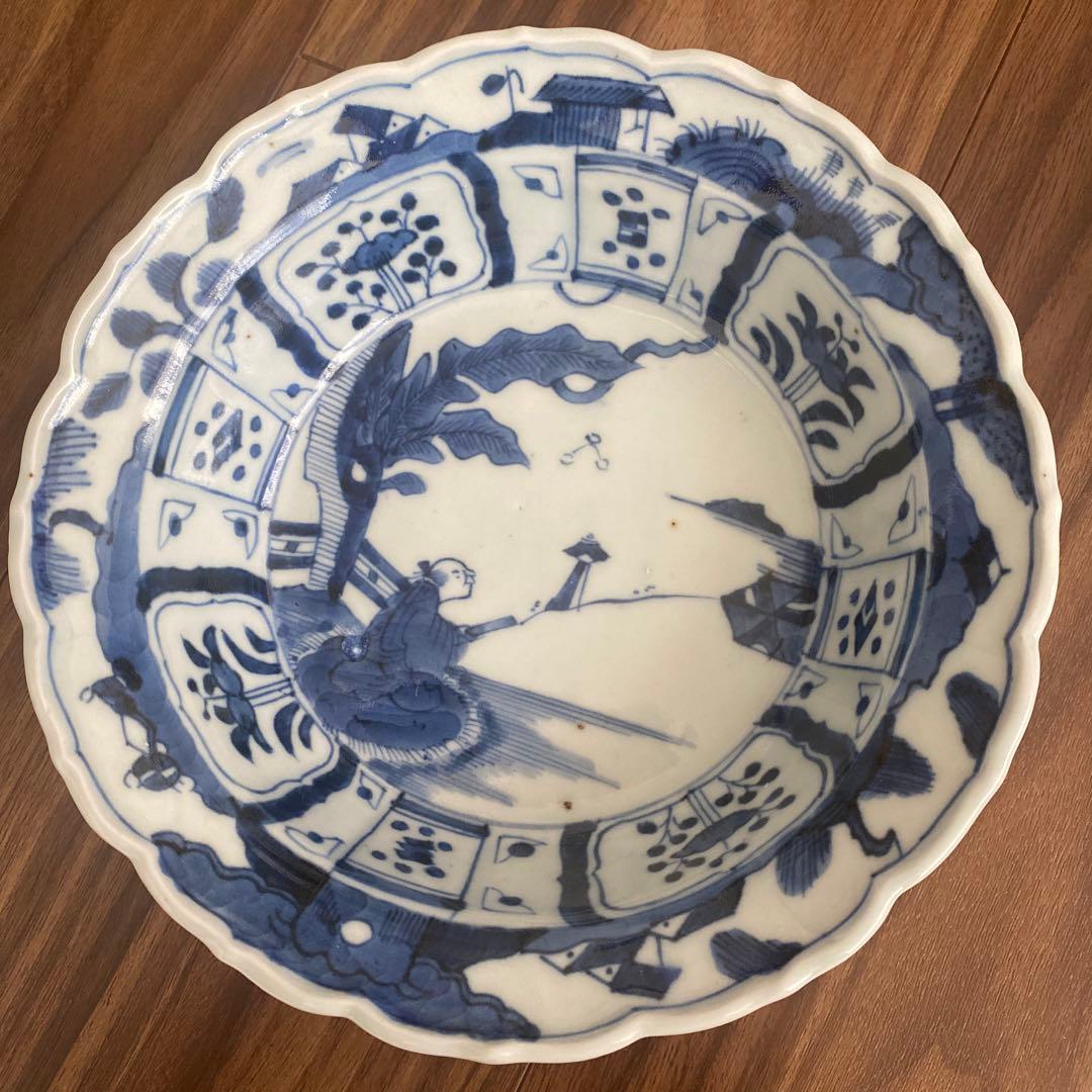 カノア様専用】江戸後期 幕末 古伊万里 染付 芙蓉手 なます皿 宣徳年製