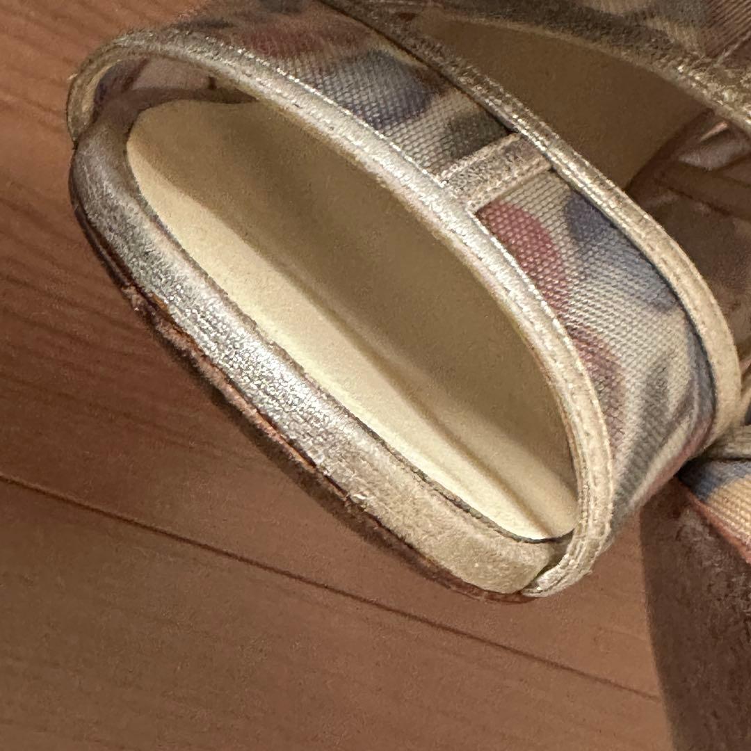 CHANEL 花柄メッシュサンダル 37.5C 24〜24.5㎝ ハイヒール