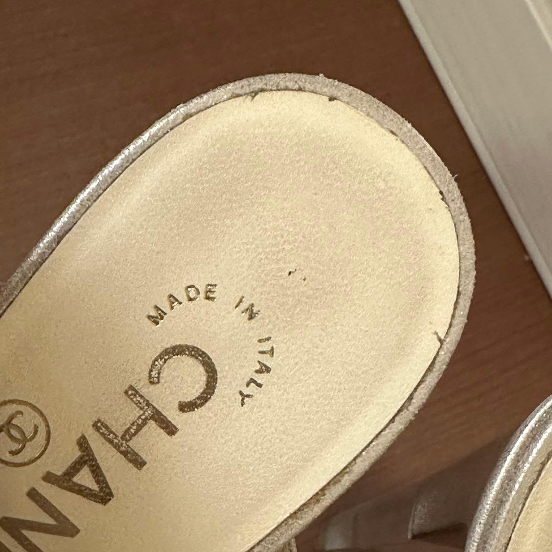 CHANEL 花柄メッシュサンダル 37.5C 24〜24.5㎝ ハイヒール
