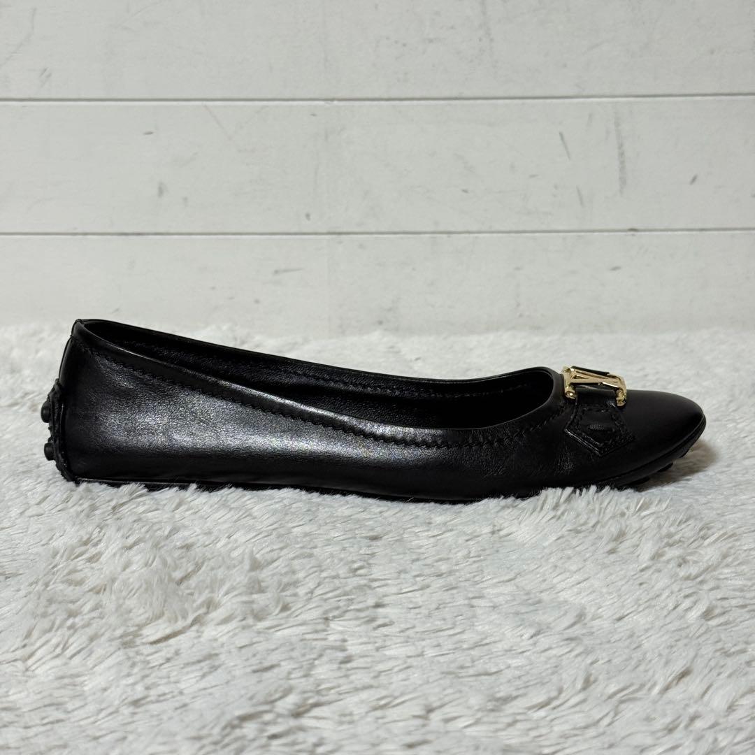 極美品✨ ルイヴィトン パンプス LVロゴ ゴールド レザー 黒 37 1/2