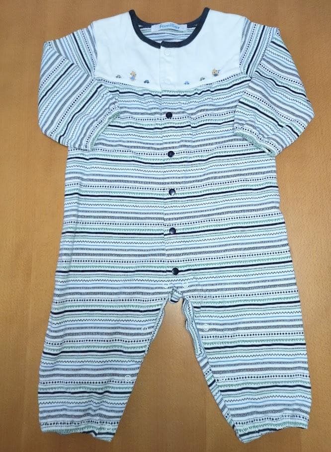 ファミリア70ファミちゃんボーダーカバーオールロンパース - メルカリ