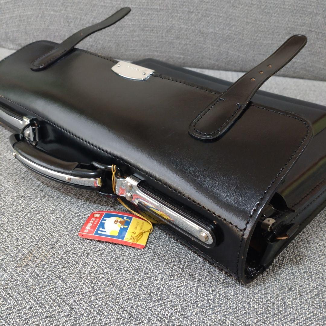 未使用品】学生カバン 昭和レトロ 牛革 学生鞄 ブラック ビジネス